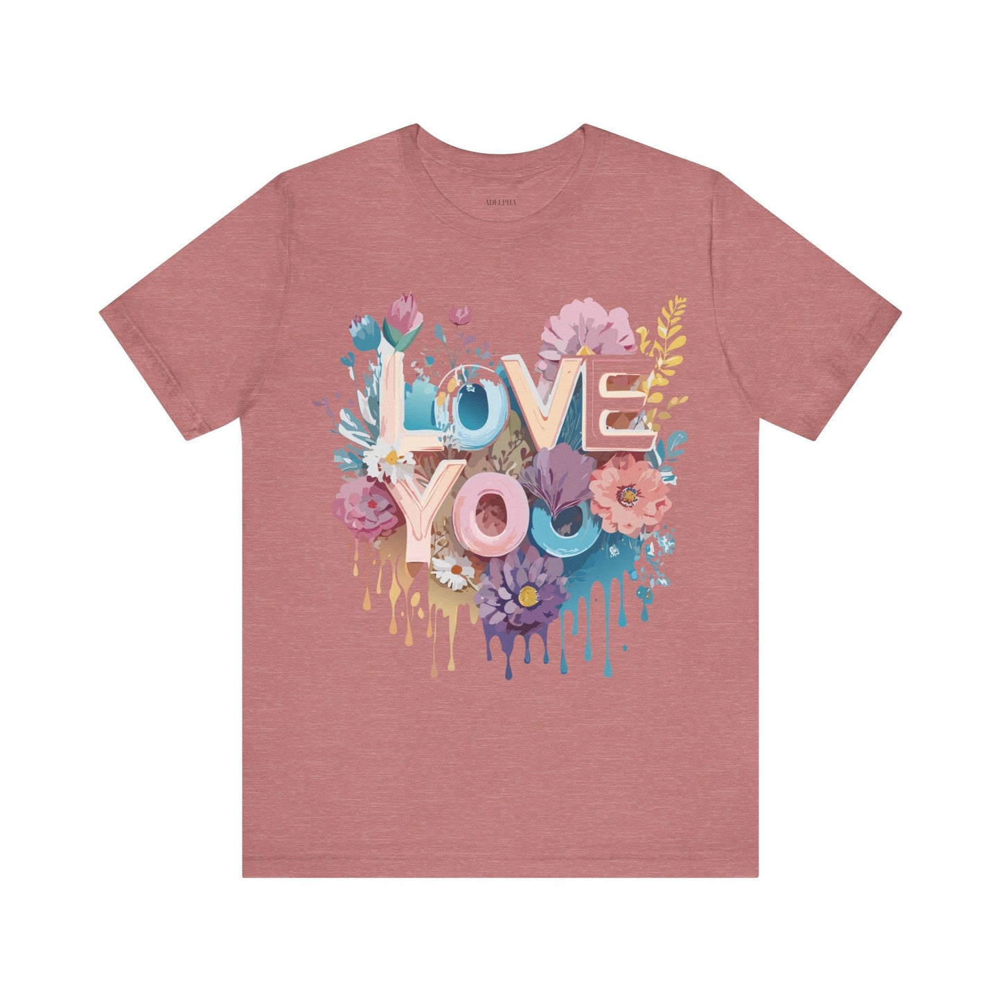 Valentine Day Graphic Unisex 100 Cotton Vintage Artwork with Love and Flower Design Tee 37