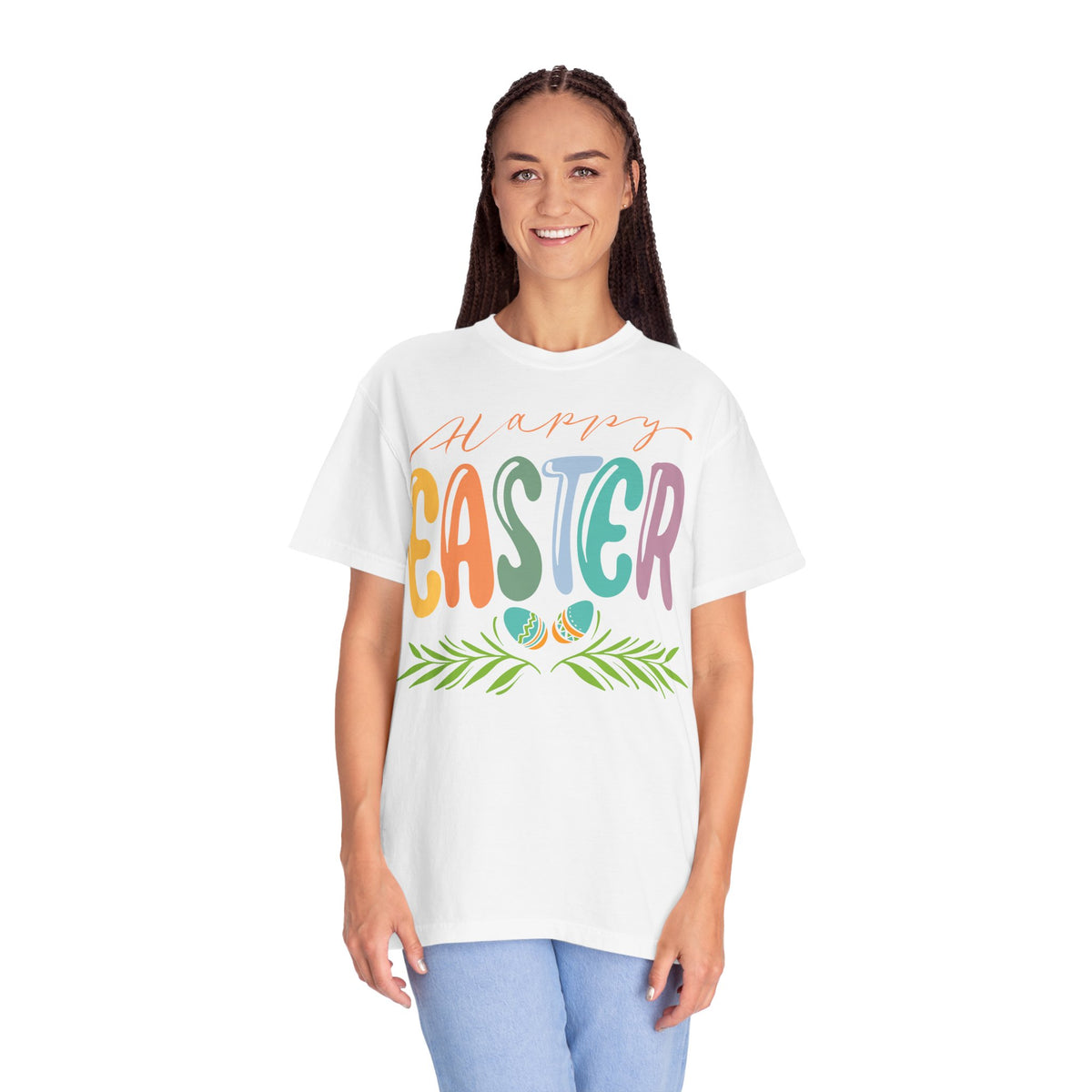 Happy Easter T-Shirt, Tee Shirt with Easter Signature, T Shirt with Easter Prints, Tee Shirt with Easter Design