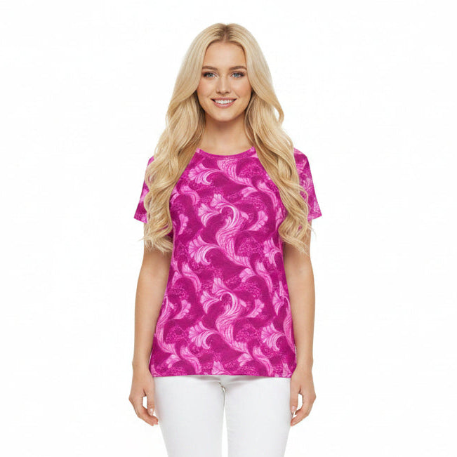 Women Poly Span T-Shirt with Floral Print