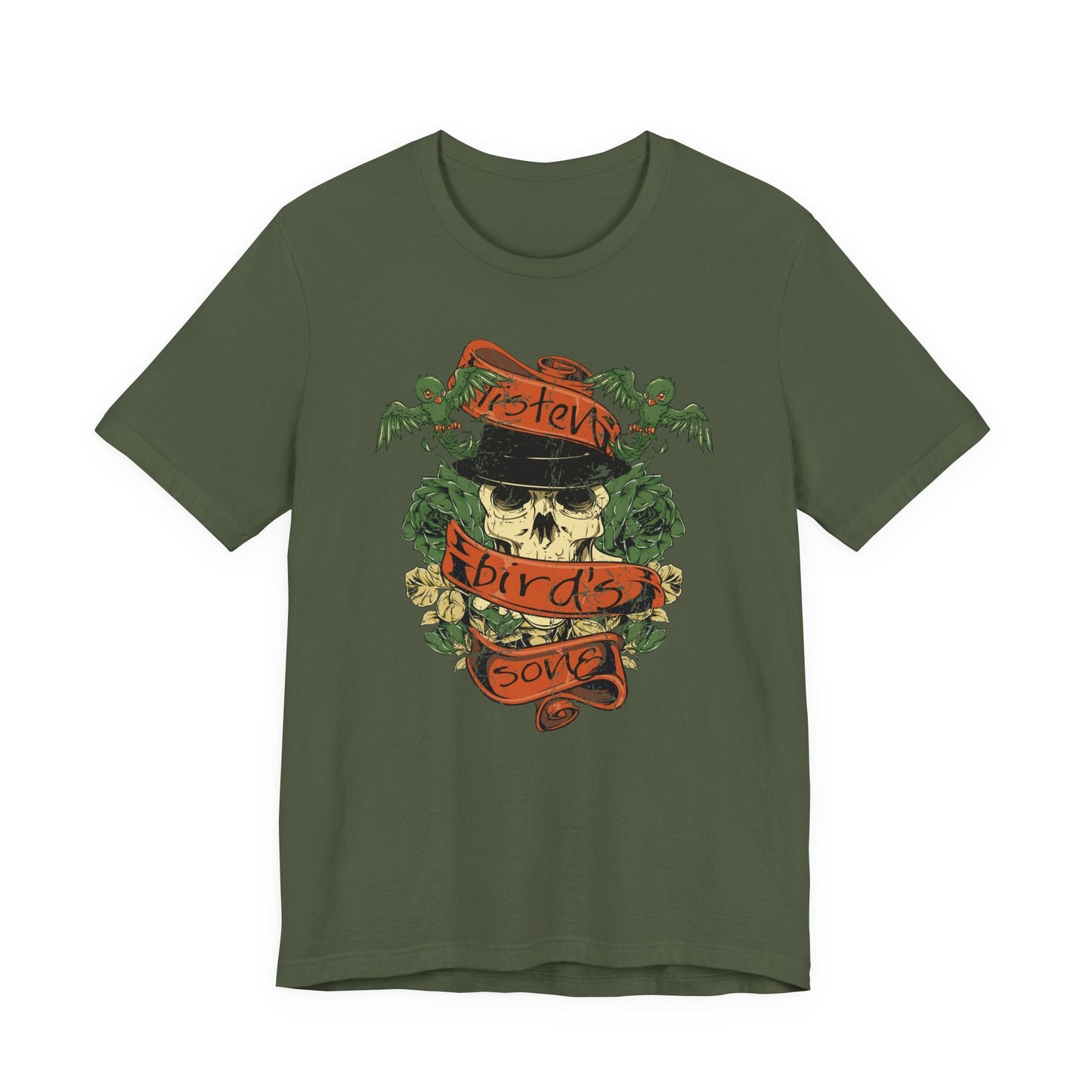 Skull Floral Tattoo Style Graphic Design Unisex Cotton T-Shirt Art-38