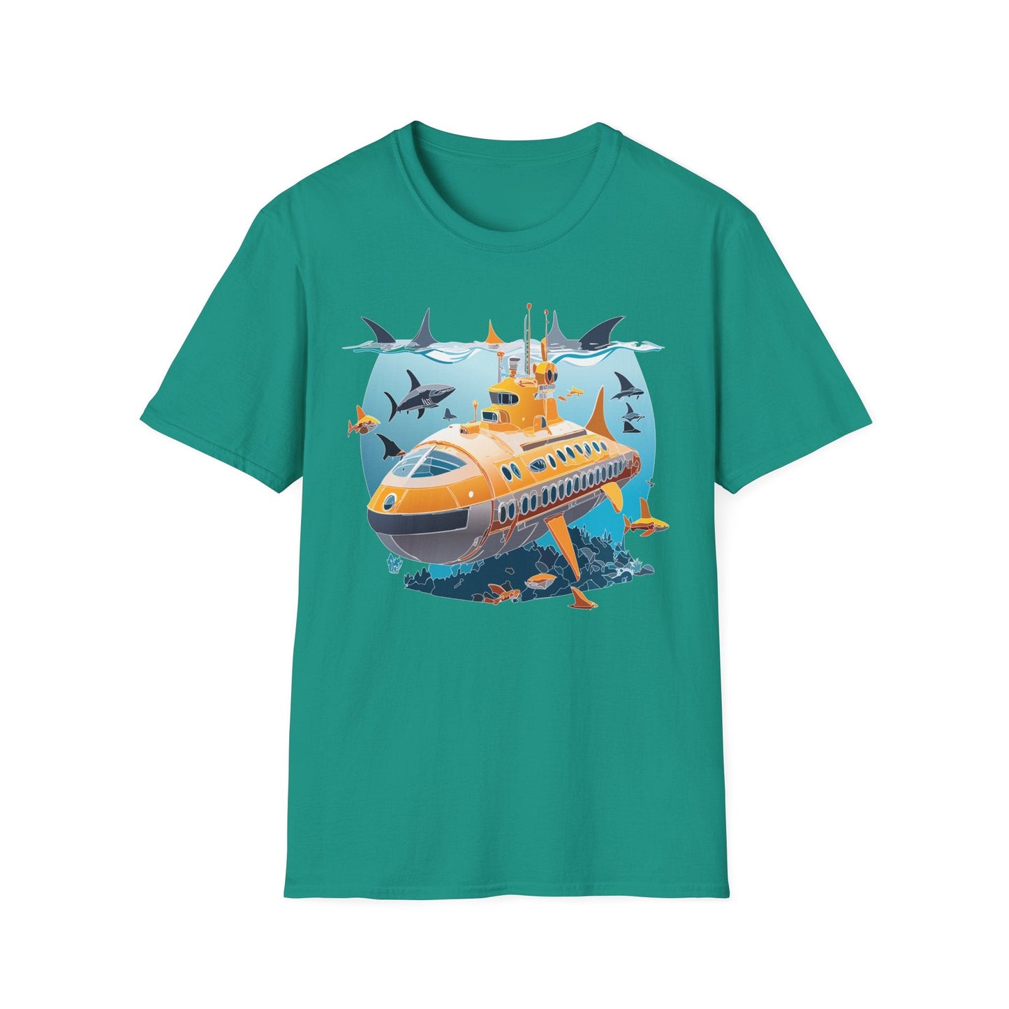 Ocean Themed Unisex Gildan Softstyle 64000 Short Sleeve T Shirt With Ocean Art Design