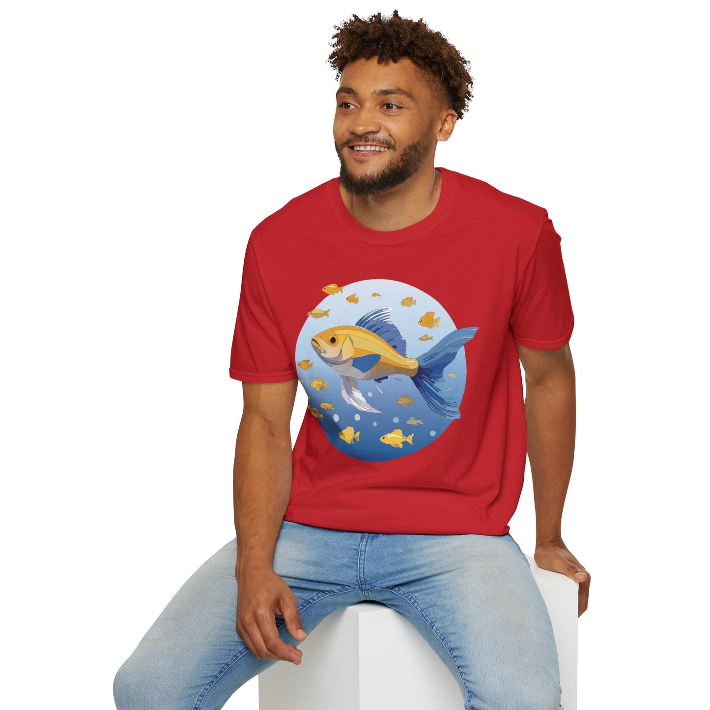 Fish Art Graphic Tee Shirt For Men And Women Unisex Cotton Softstyle Tee With Fish Artwork Design