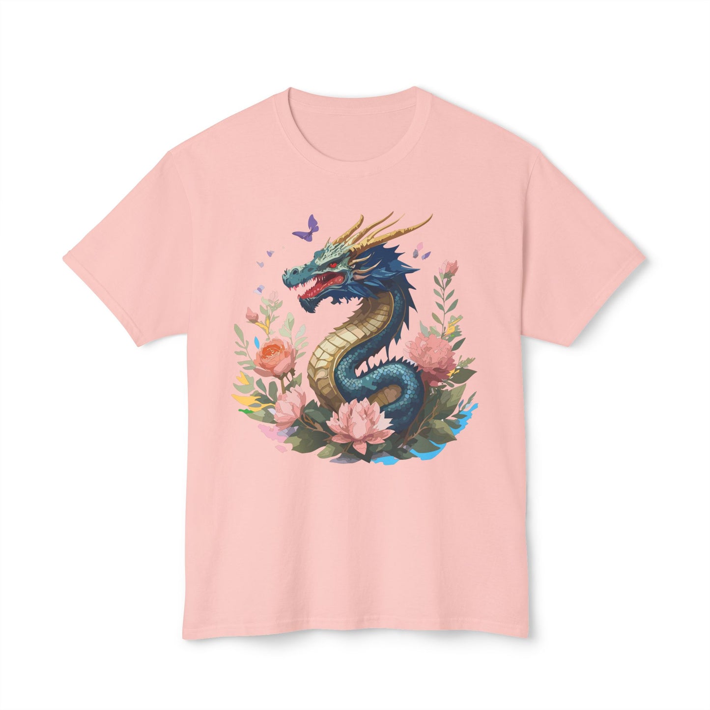 Dragon T-Shirt, Vintage Dragon Tee, Floral Tees, Dragon Art Design Shirt, Tee Shirt with Dragon 2