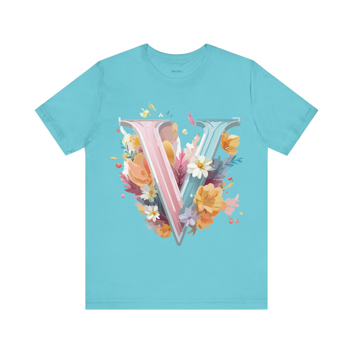 Letter V Graphic Unisex Cotton Bella+Canvas Tee with Art Letter Design