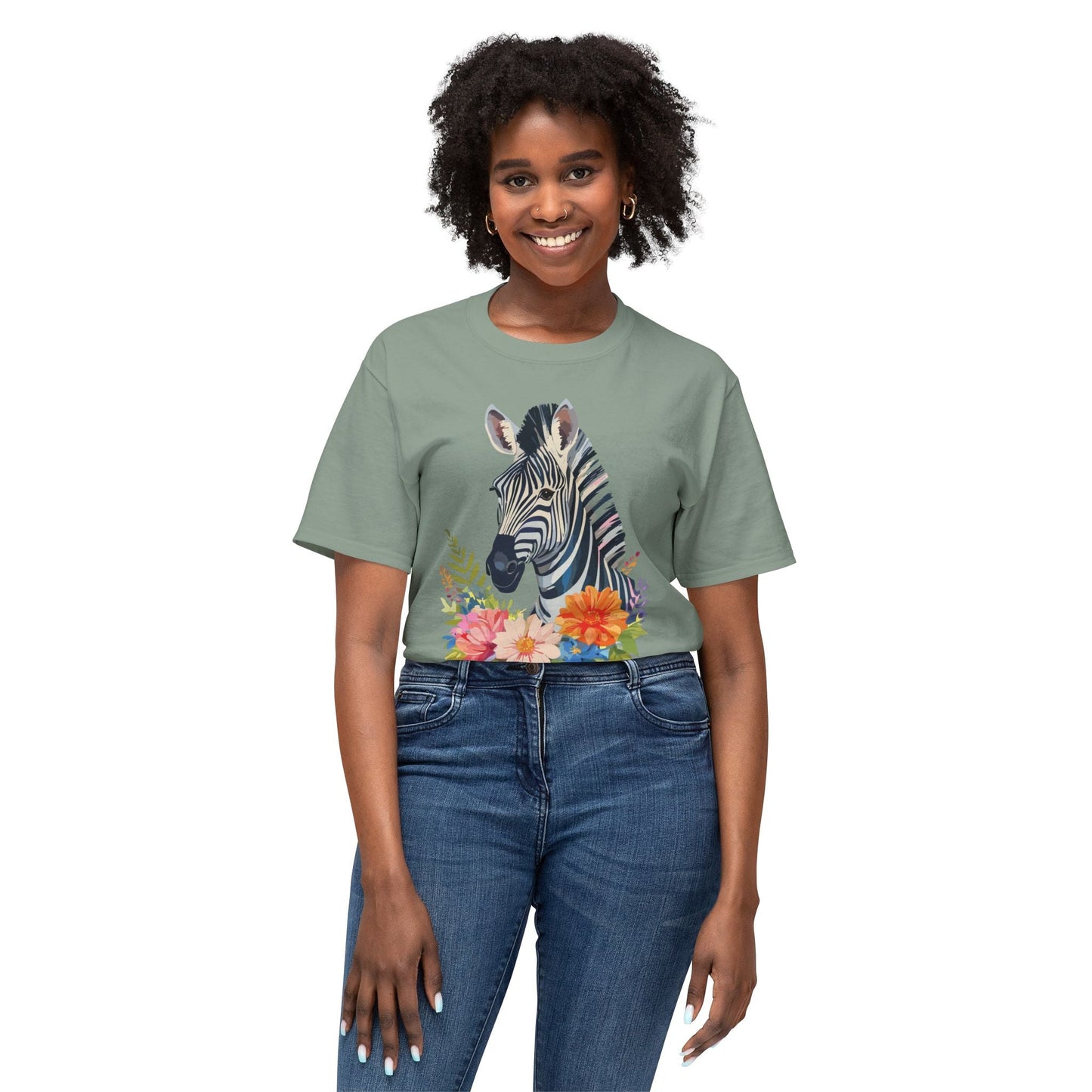 Unisex Zebra Art T Shirt With Full Color Print 100 Percent Cotton Jersey Tee Premium