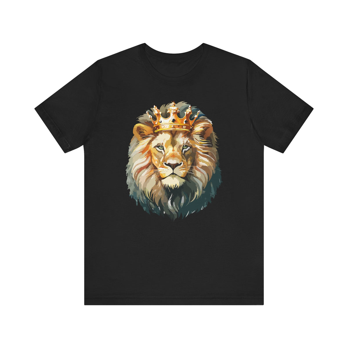 Lion with Crown Tee Unisex Cotton T-Shirt Regal King Lion Illustration, Wildlife Graphic Shirt - 1