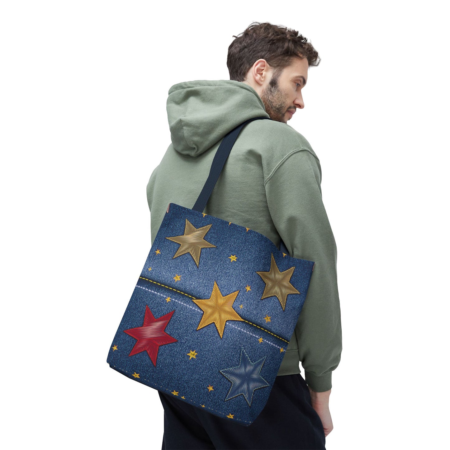 Denim Fabric Imitation Print Unisex Canvas Bag Poly Spun 3 Sizes Tote Bag 181-3