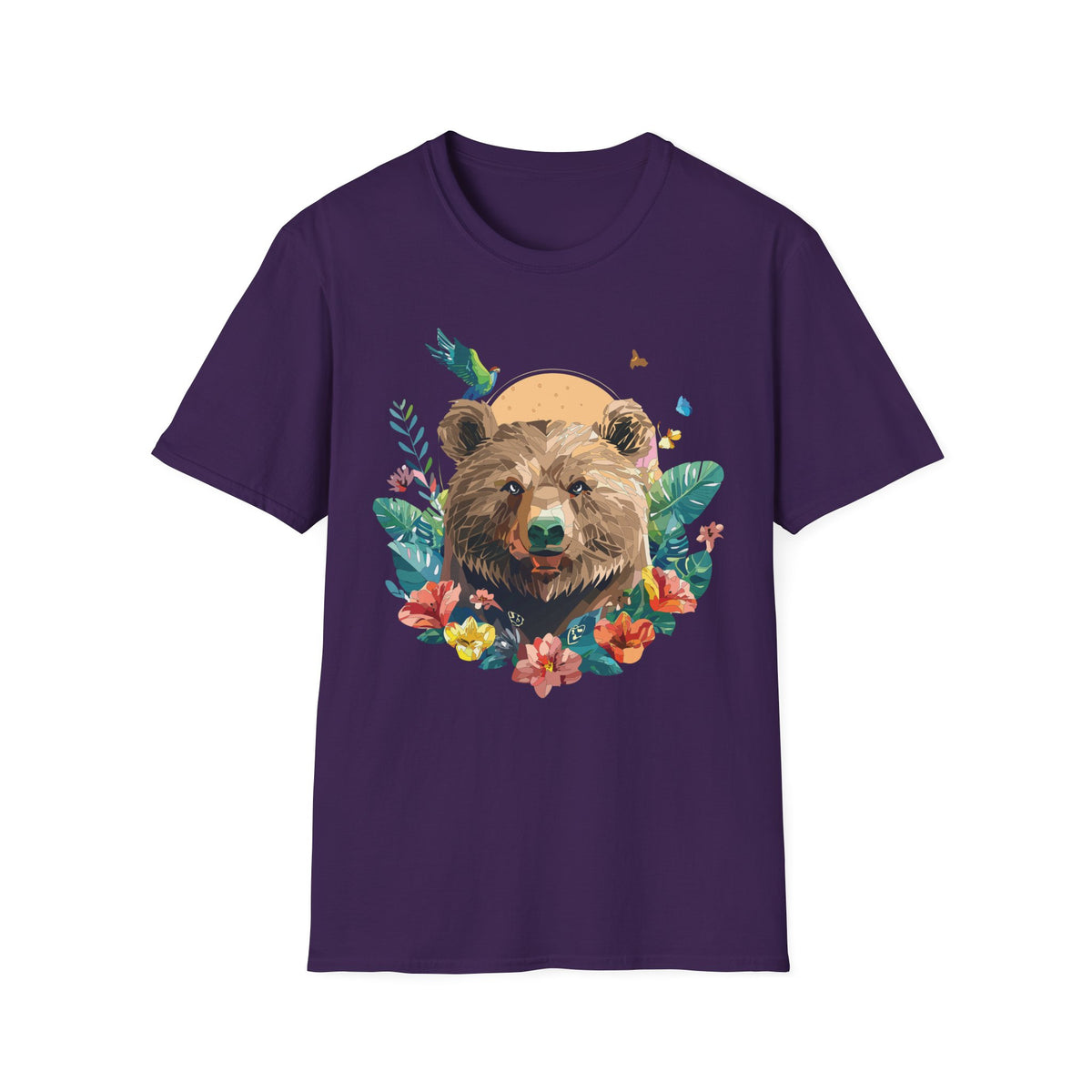 Watercolor Bear Sunflower T-Shirt | Floral Forest Wildlife Tee
