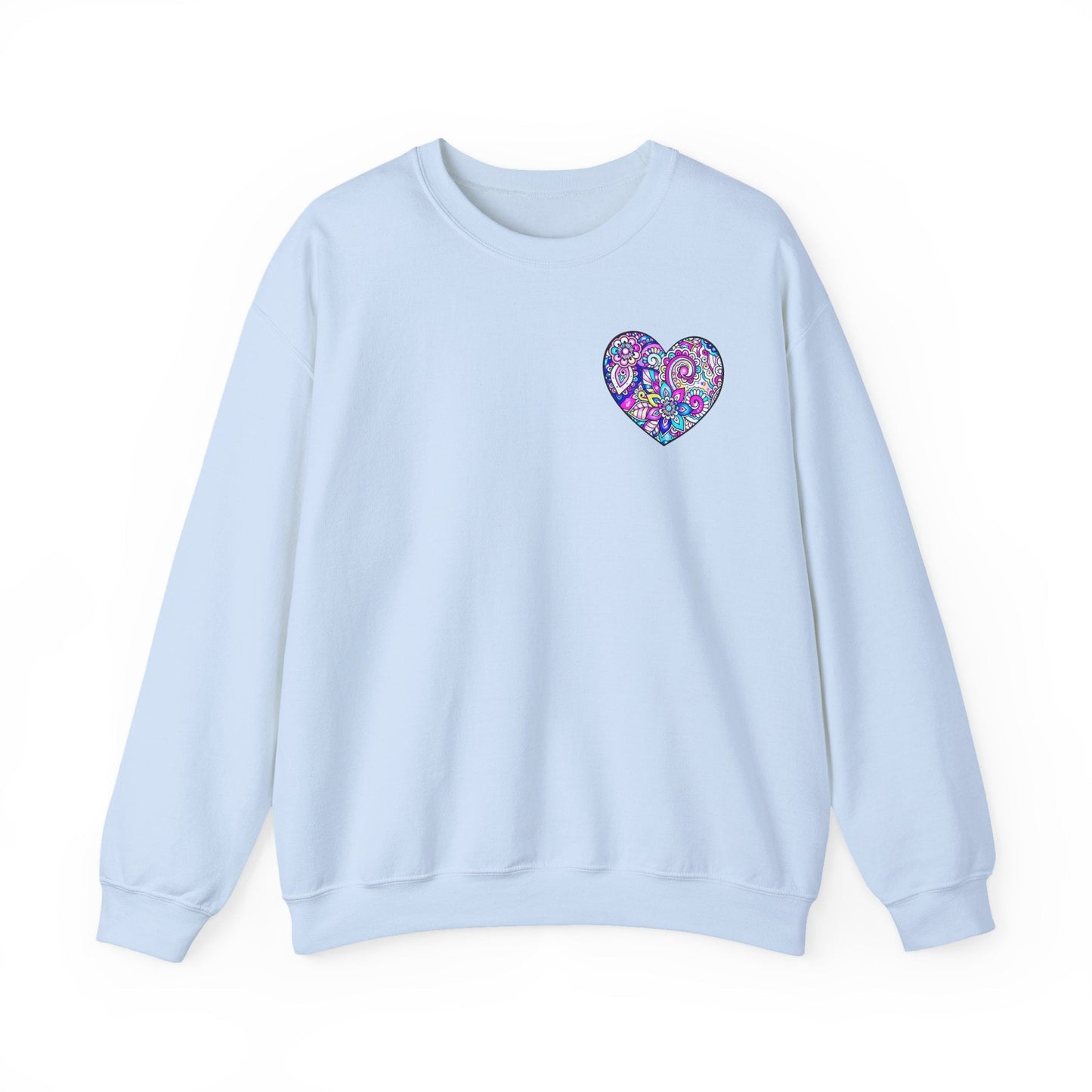 Floral Heart Sweatshirt Valentines Day Unisex Crewneck Gildan 18000 Heavy Blend Cotton Polyester