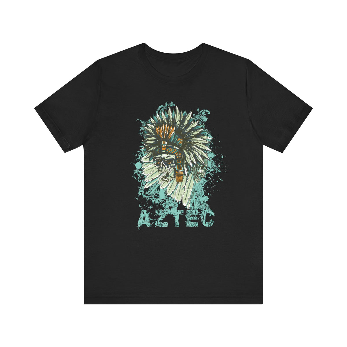 Aztec Headdress Skull T-Shirt Tribal Skull Graphic Unisex Cotton Tee Art-14