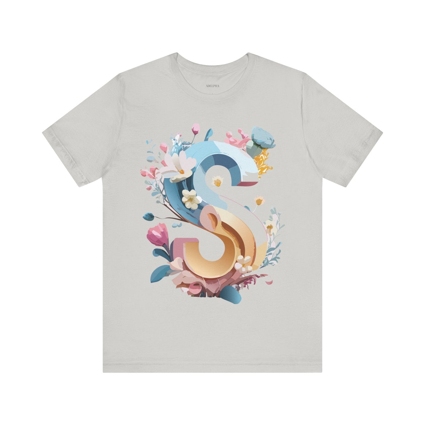 Letter S Shirt Graphic Tee Unisex Short Sleeve Vintage Inspired Adelpha Art Design