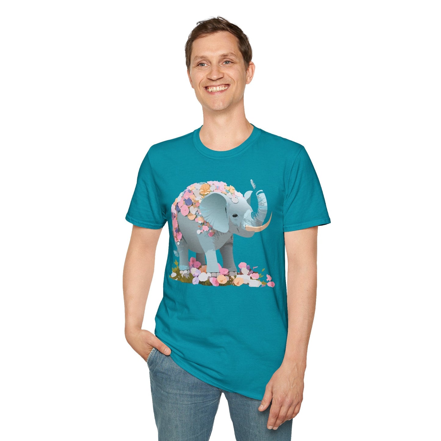 Elephant Graphic T Shirt Gildan Softstyle Unisex Cotton Tee With Elephant Print Design Artwork