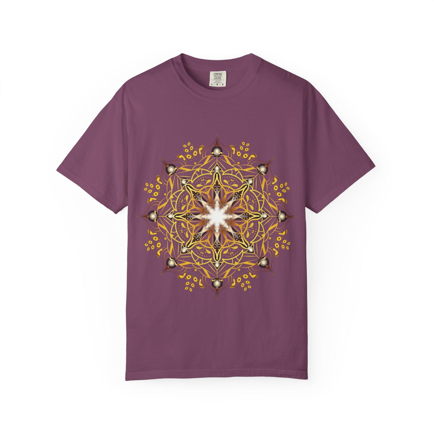 Unisex Garment Dyed Cotton T-Shirt with Mandala Graphic Design