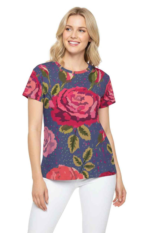 Women Poly Shirt with Floral Print F229