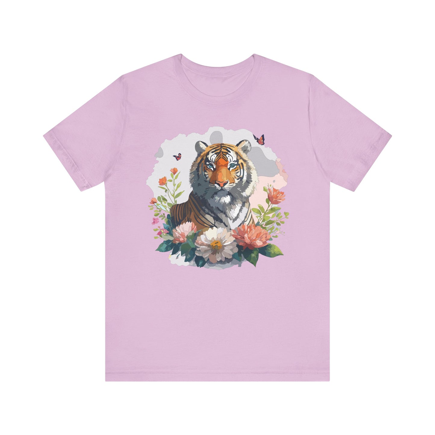 Floral Tiger Graphic Tee, Animal Shirt, Tiger Shirt, Flower Top, T-Shirt with Animal, Art Design