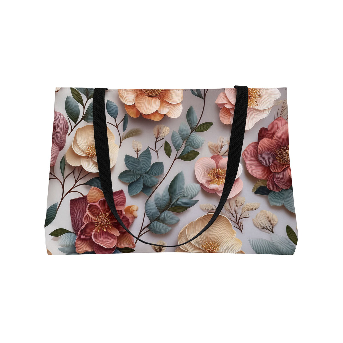 Floral Print Poly Canvas Weekender Bag 17