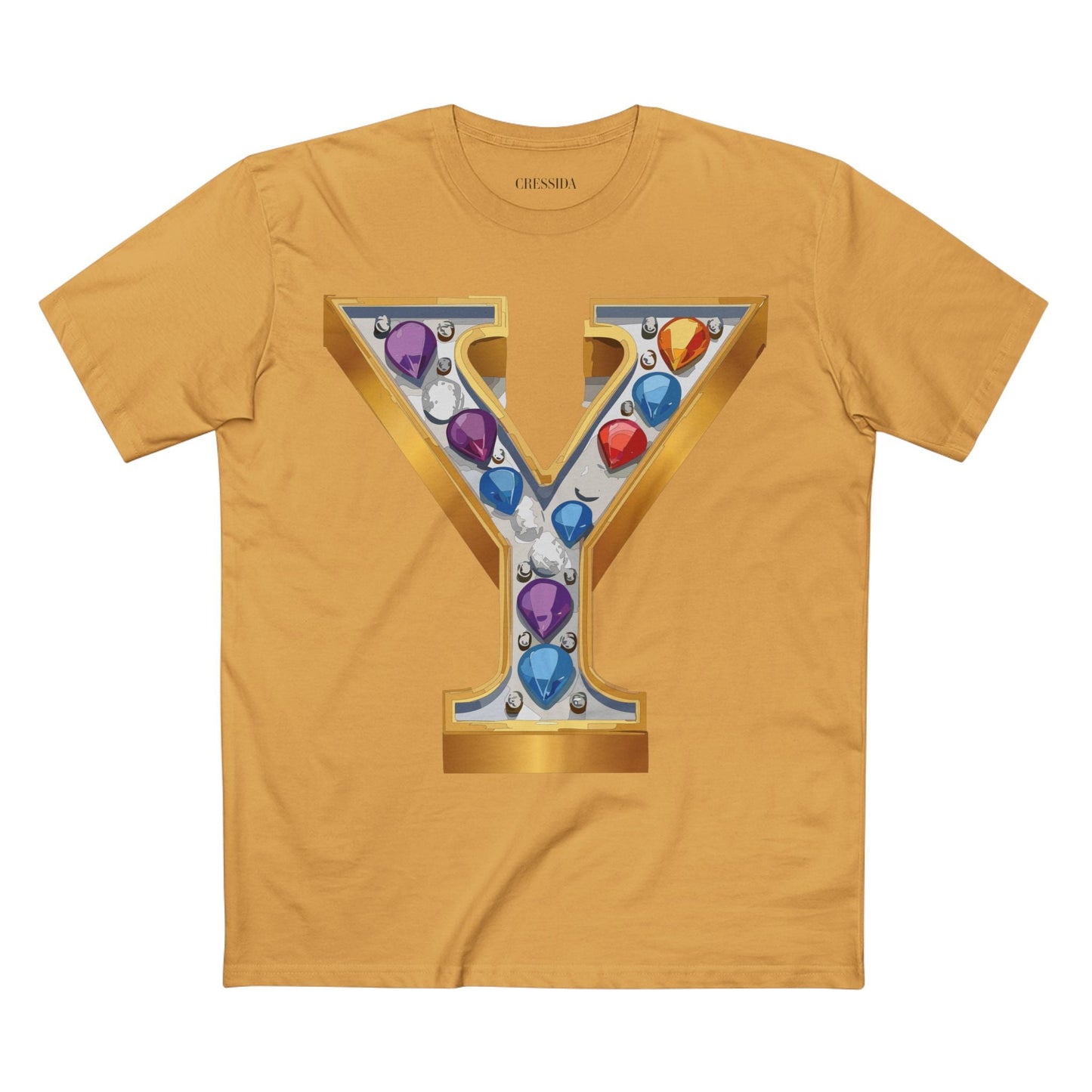 Letter Y Graphic Design Tee Unisex 100 Cotton With Antique Gold Letters Artwork T-Shirt