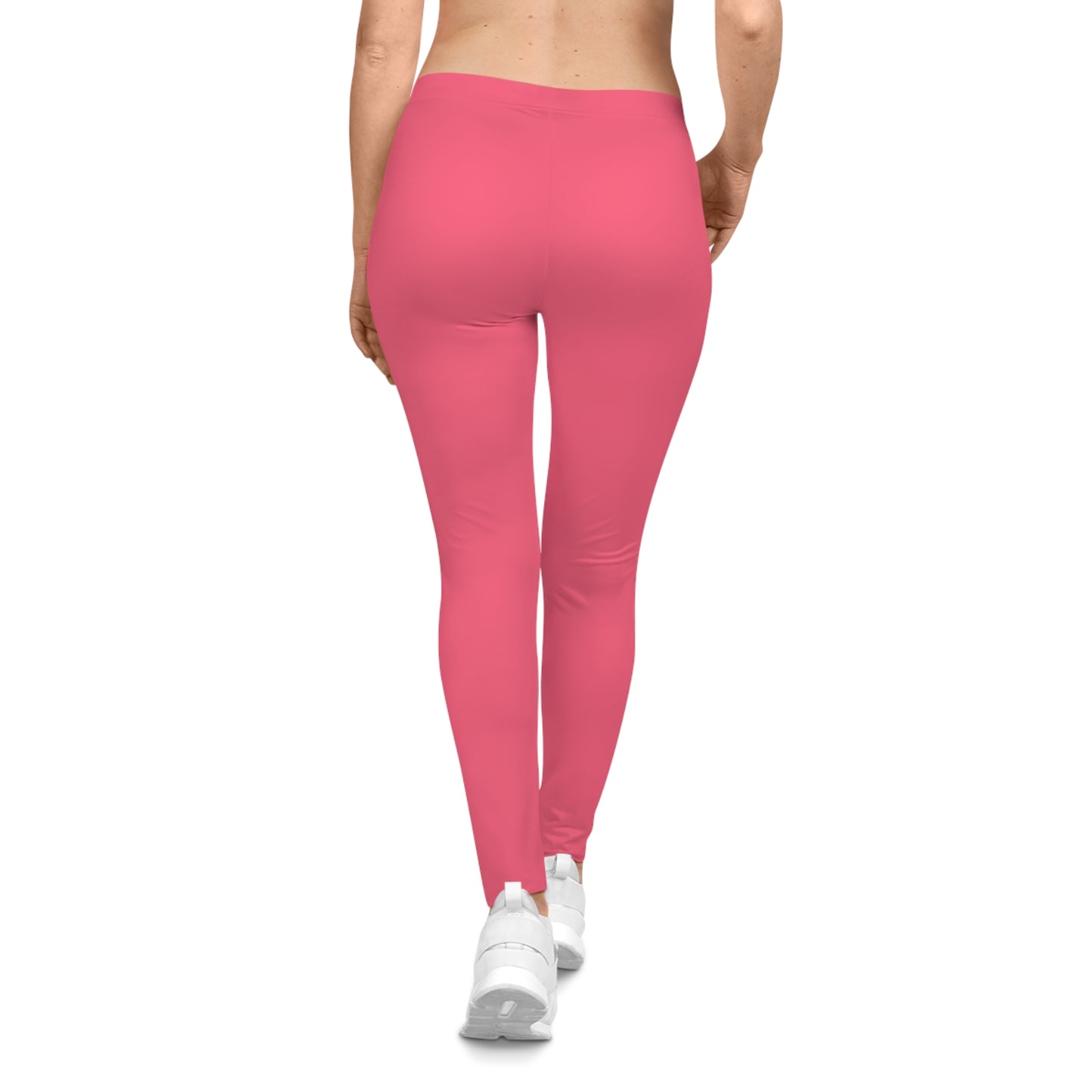 Mid Pink Coral Color Women's Poly-Span Casual Leggings XS-2XL