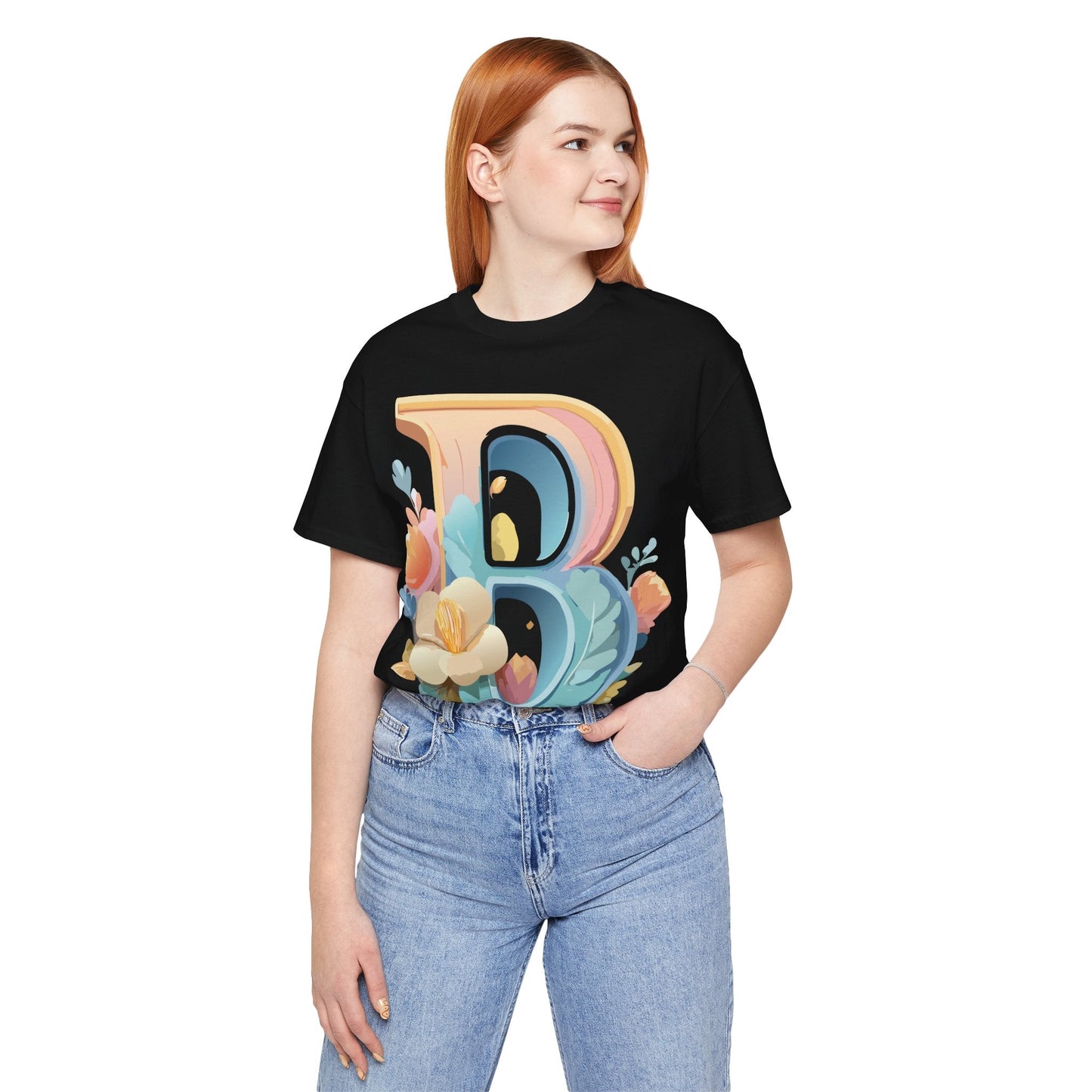 Letter B Graphic Tee Unisex Jersey Short Sleeve With Vintage Inspired Artwork By Adelpha