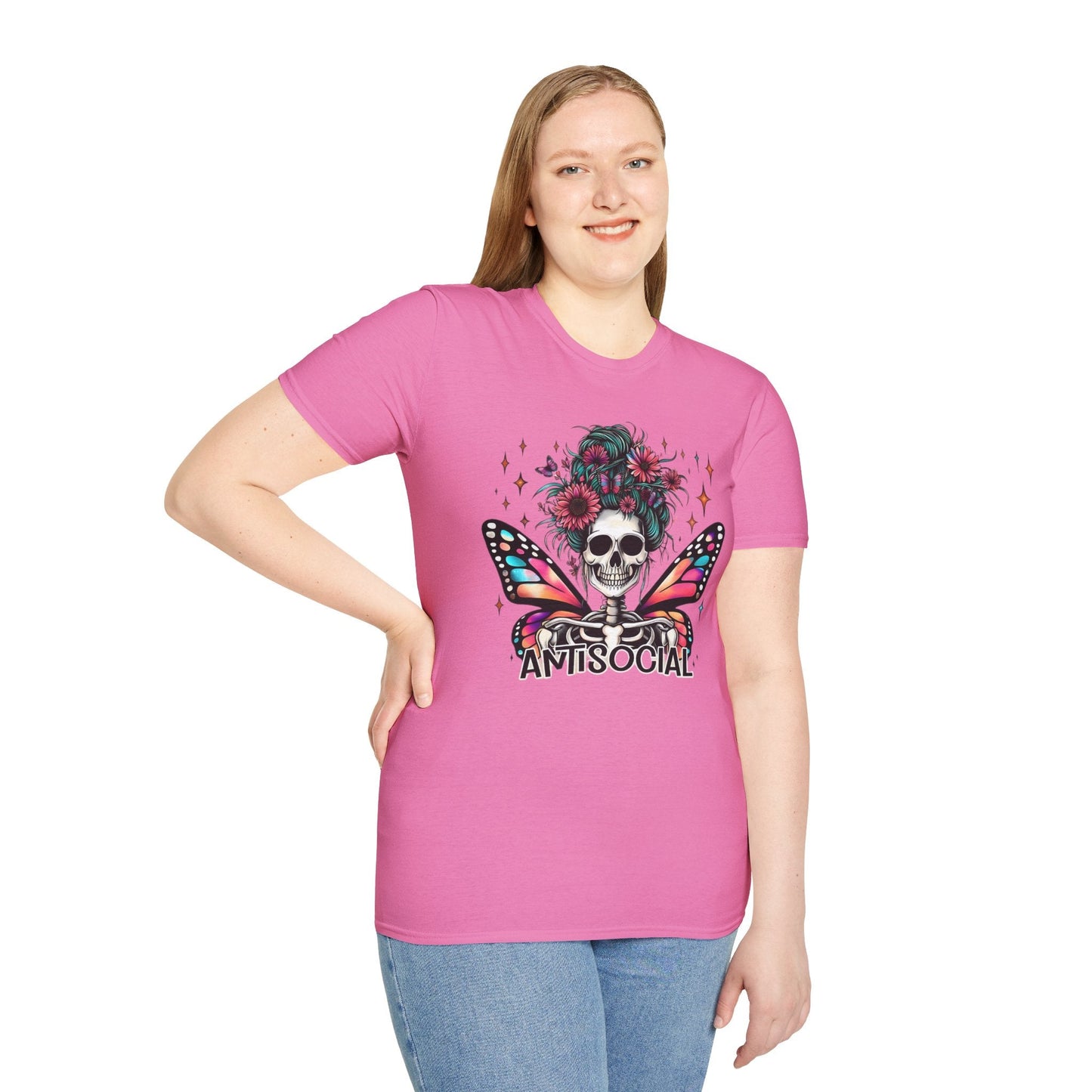 Unisex Skull Graphic Tee Shirt Short Sleeve Skeleton Gildan Softstyle 64000 100 Ring Spun Cotton