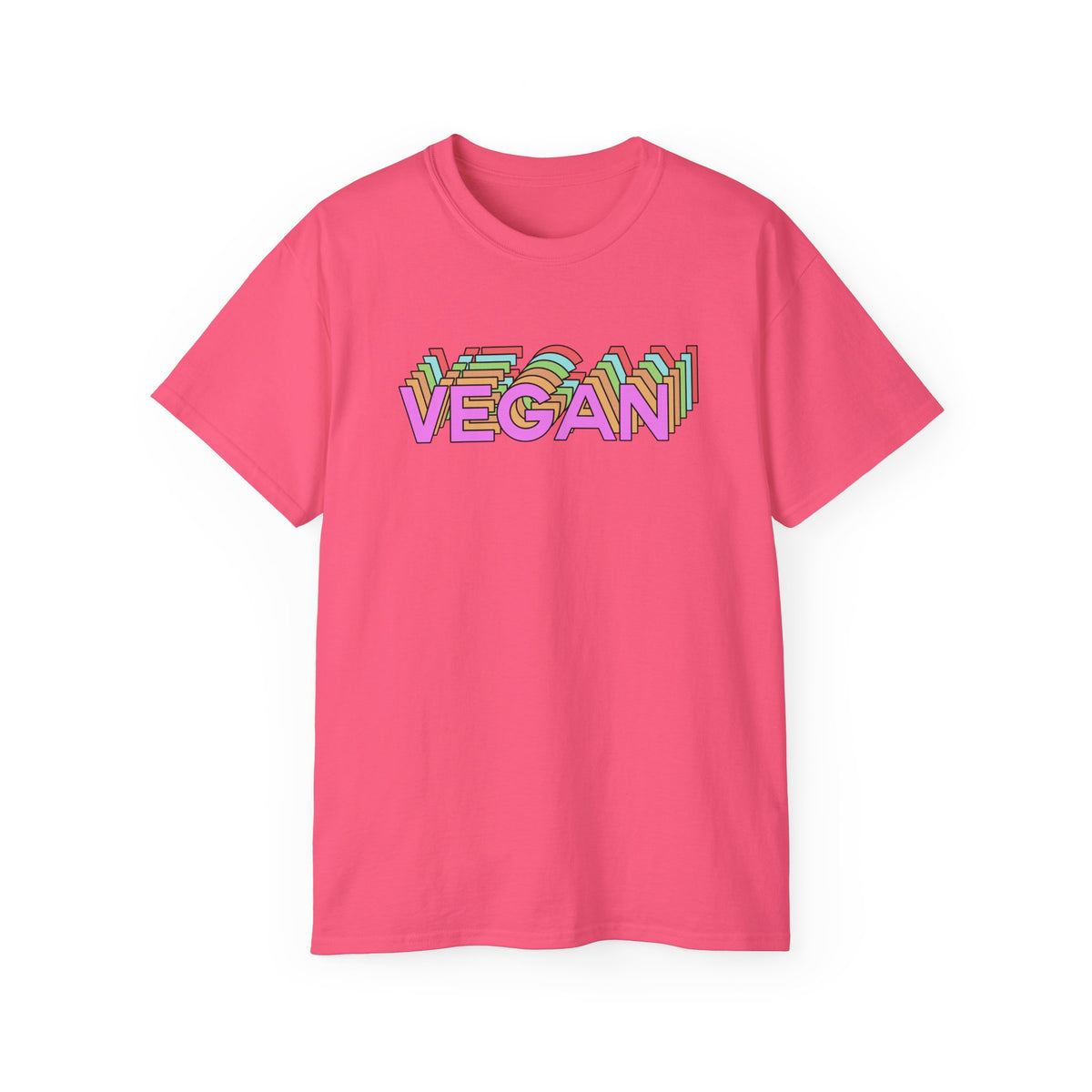 Vegan Retro Layered Text Tee | Colorful 3D Typography