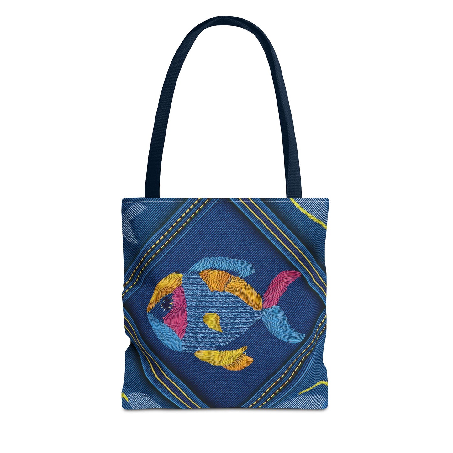 Denim Fabric Imitation Print Unisex Canvas Bag Poly Spun 3 Sizes Tote Bag 193-6