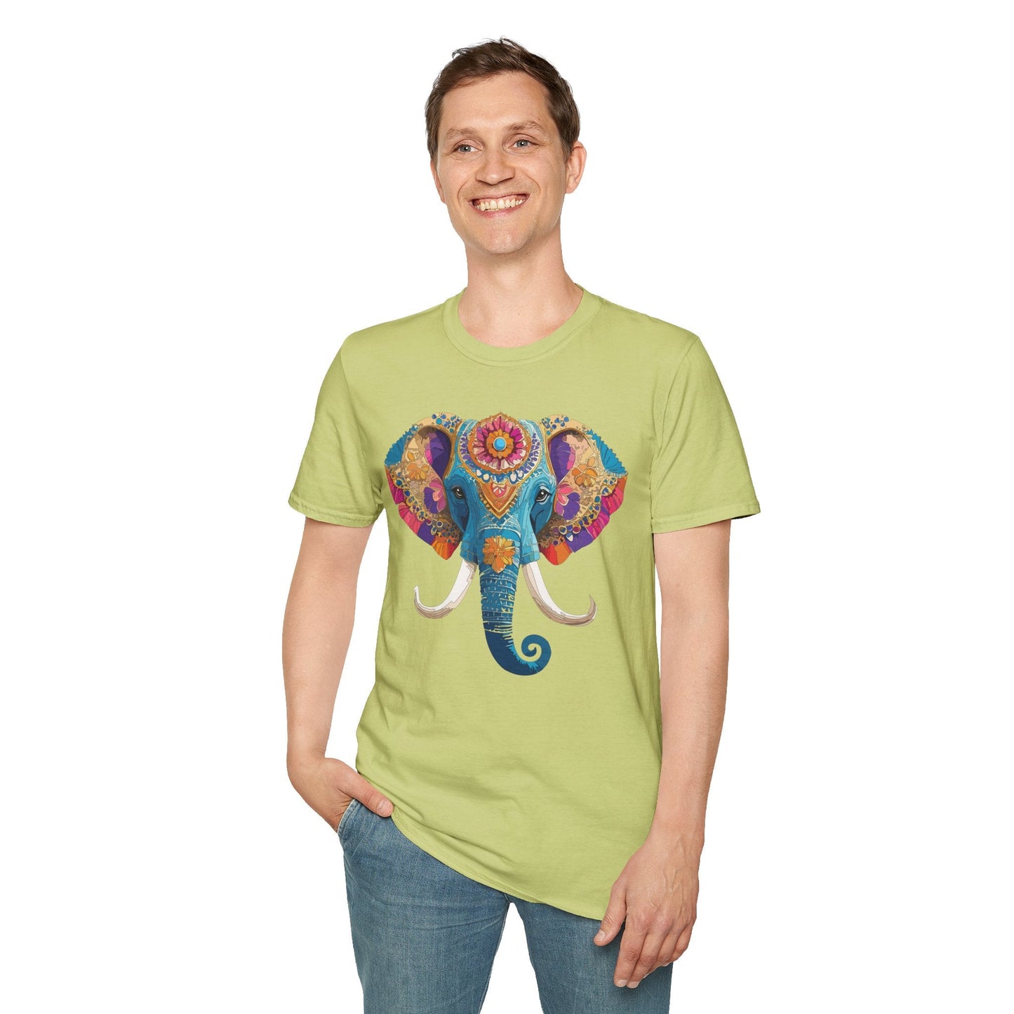 Unisex Elephant Graphic Tee Gildan Softstyle Cotton T Shirt Animal Print Comfortable Wear