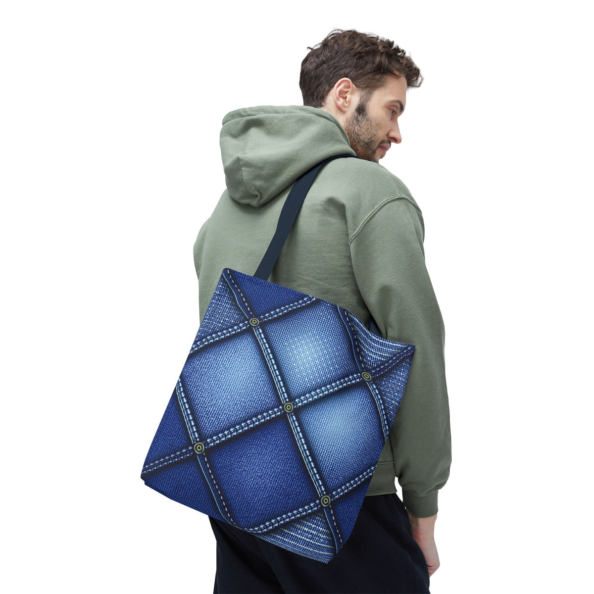 Denim Fabric Imitation Print Unisex Canvas Bag Poly Spun 3 Sizes Tote Bag 115