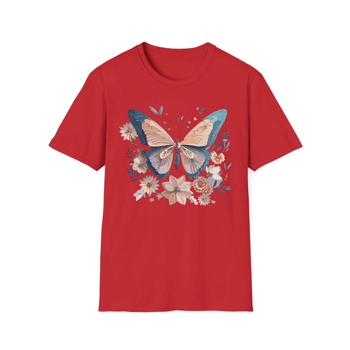 Butterfly Floral T-Shirt — Vintage Boho Nature Graphic Tee Unisex 100 Cotton Gildan T-Shirt