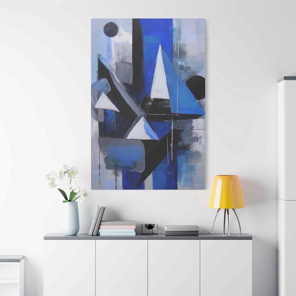 Blue Abstract Painting Print Canvas 20x24,20x30,24x30, 24x32,24x36,30x40, 32x48,36x48,40x60 Pine-Wood Inner Frame ABS-26