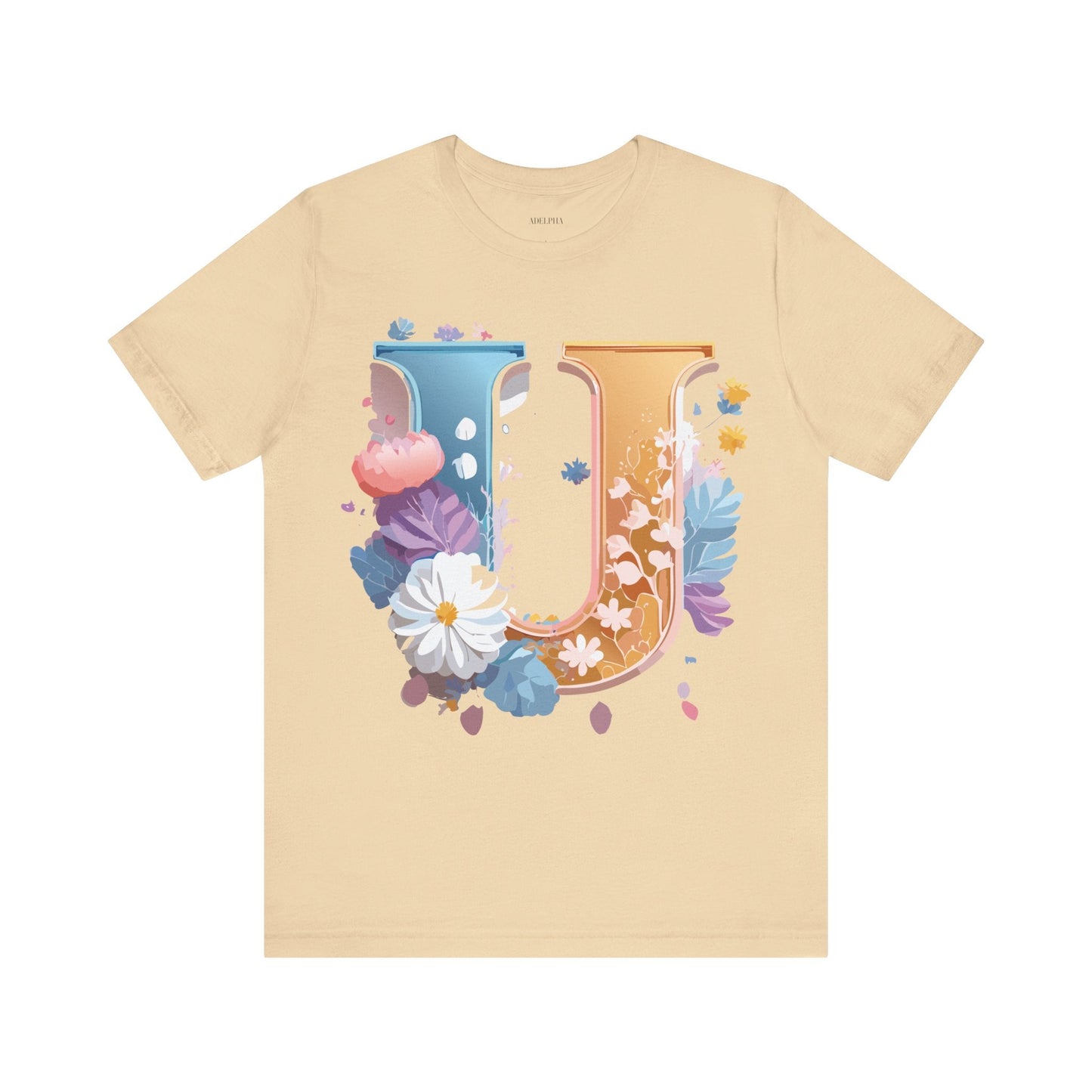 Letter U Shirt Graphic Tee Unisex Vintage Inspired Adelpha Artwork Premium Short Sleeve