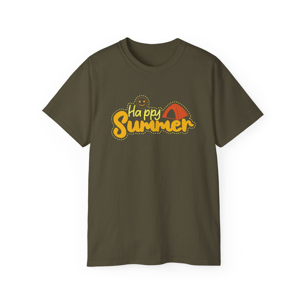 Happy Summer Sunshine Graphic Tee | Beach Tent, Sunglasses, Retro Script