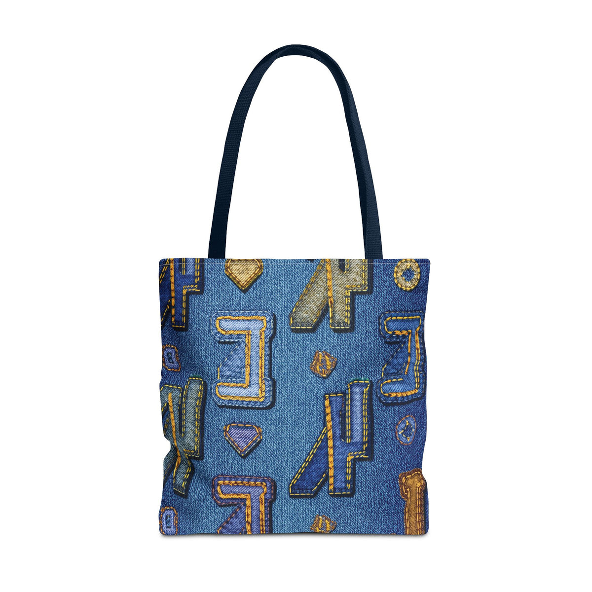 Denim Fabric Imitation Print Unisex Canvas Bag Poly Spun 3 Sizes Tote Bag 187-3