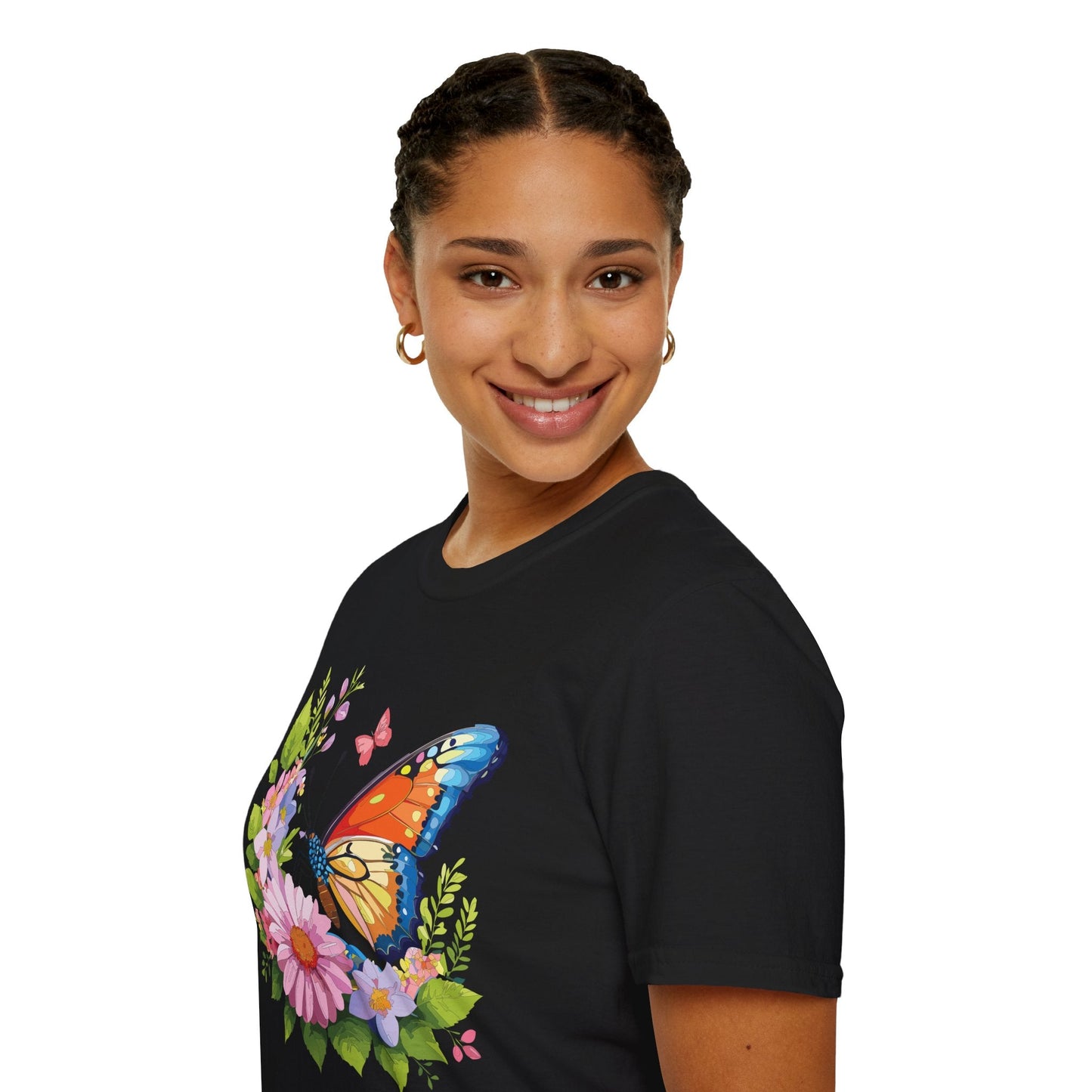 Butterfly T Shirt Unisex Short Sleeve Gildan Softstyle 64000 Monarch Butterfly Design Graphic