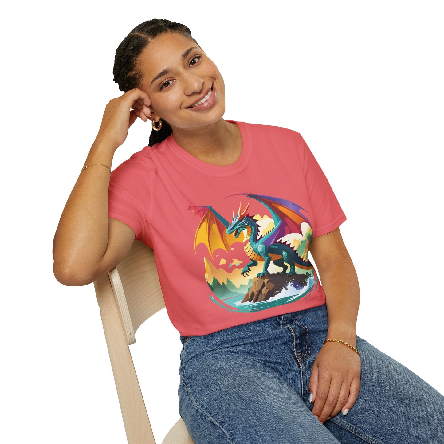 Dragon T Shirt Unisex Dragon Shirt Animal Design Softstyle Tee 100 Percent Cotton