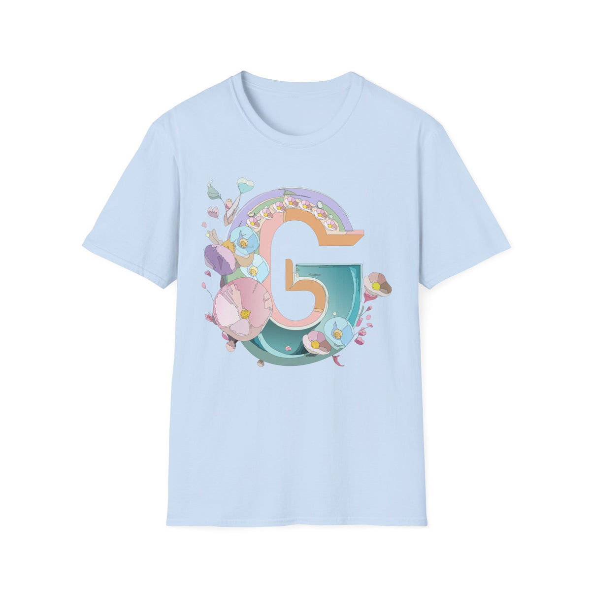 Floral Letter G T-Shirt | Botanical Initial Tee