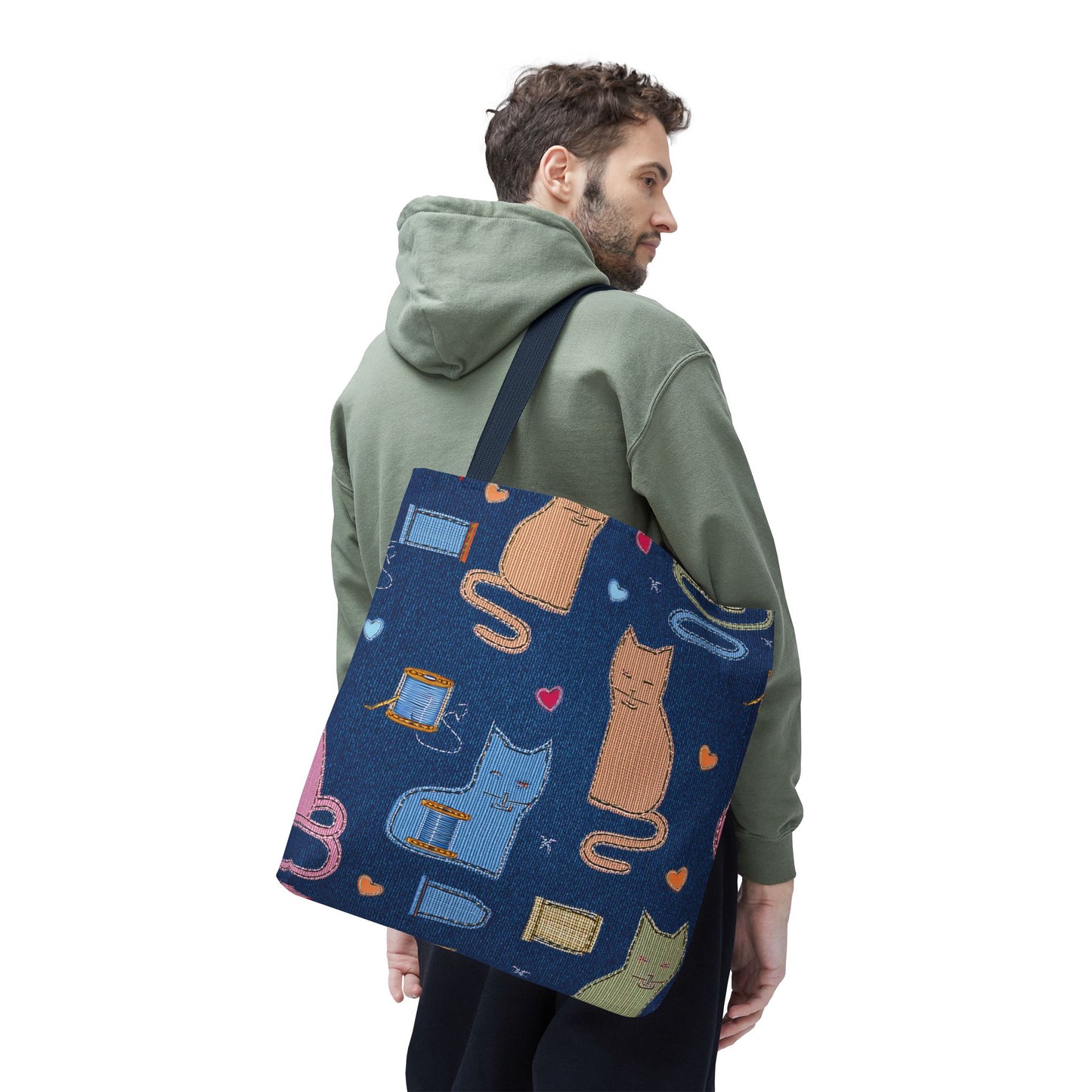 Love Day Graphic Design Denim Fabric Imitation Print Unisex Canvas Bag POLY 3 Sizes Tote Bag 201-19