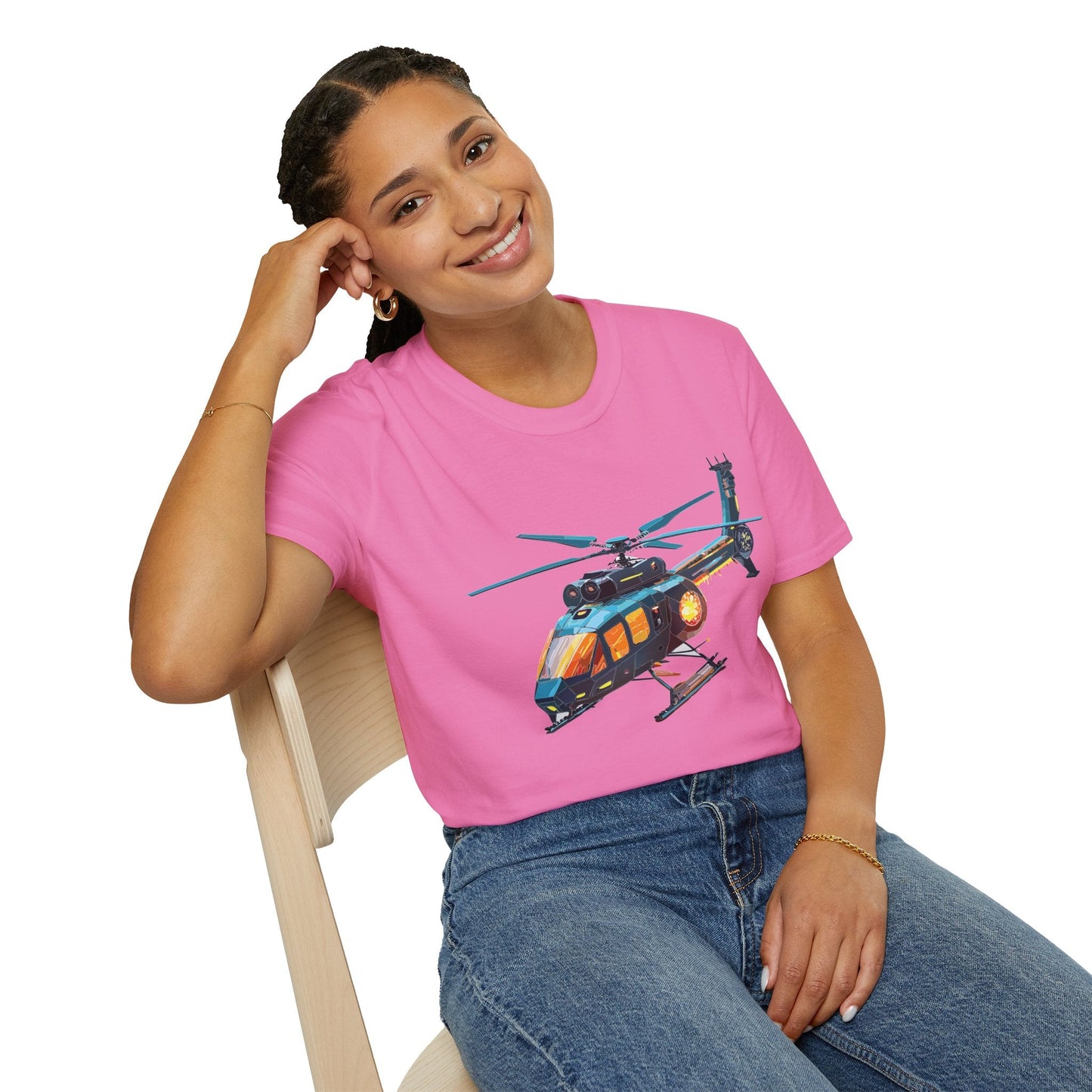 Chopper Helicopter Shirt Unisex Gildan Softstyle 64000 Cotton Tee Short Sleeve Graphic Tee