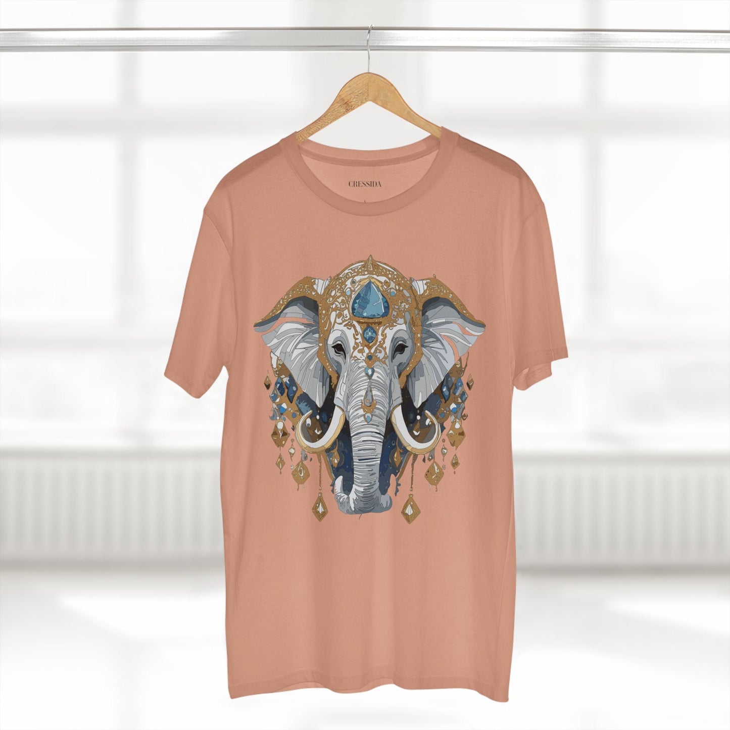 Elephant Graphic Unisex 100 Cotton Tee With Unique Animal Golden Medallion Art Design 40