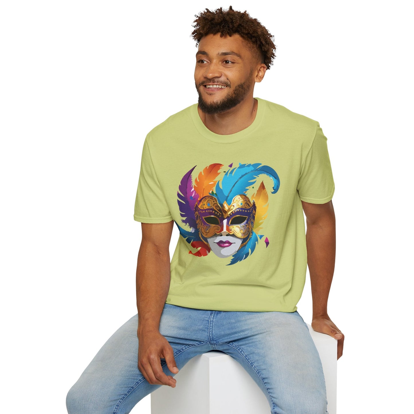 Mask Tee Shirt Unisex Short Sleeve Cotton Tee Art Design Masquerade Gildan Softstyle 64000
