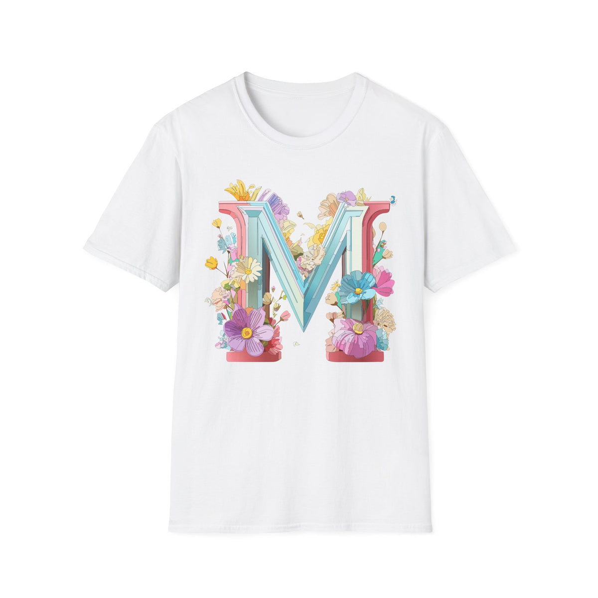 Floral Letter M T-Shirt | Monogram Initial Graphic Tee