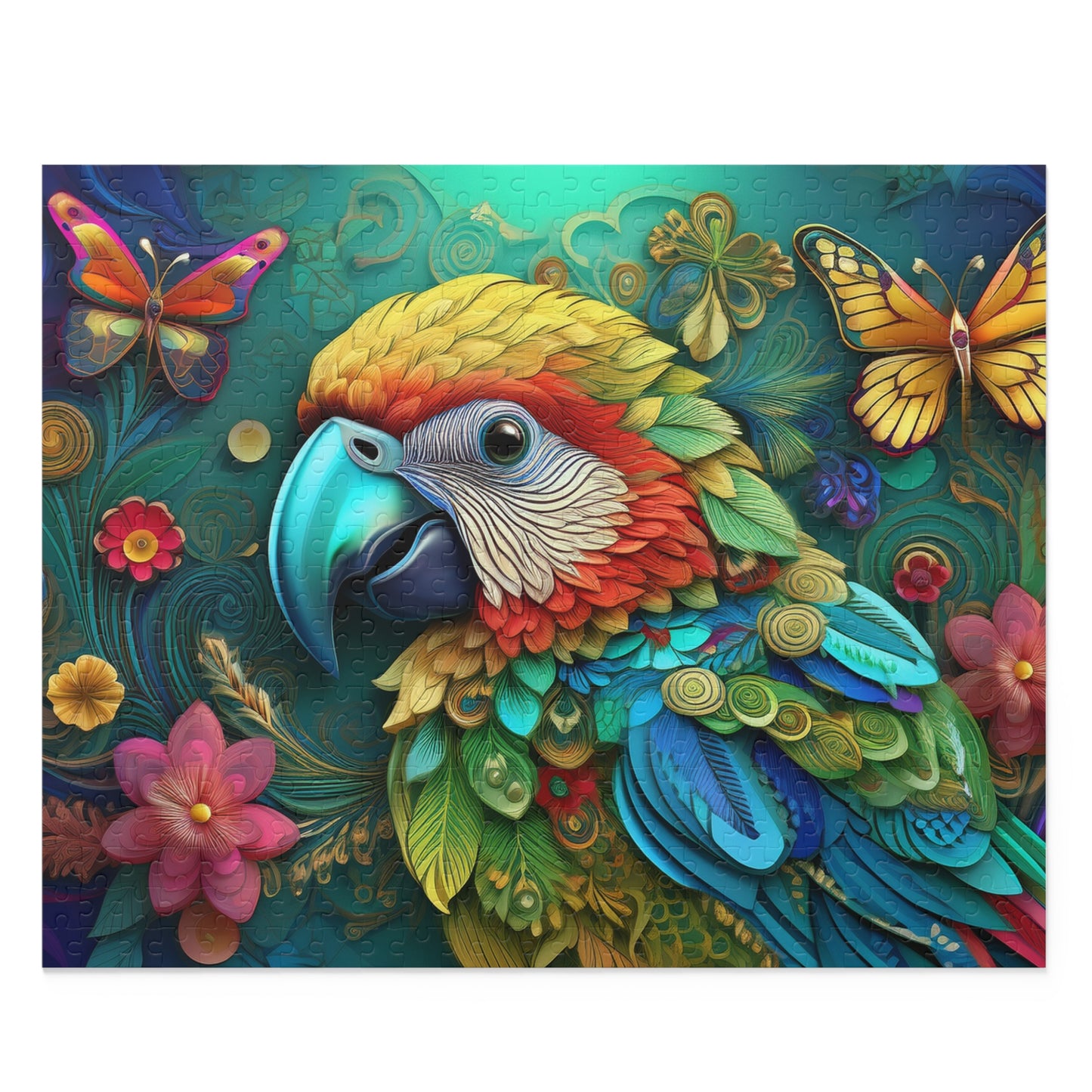 Puzzles-32 Kids Parrot Puzzle 500-Piece  Floral Parrot Puzzle 500-Piece, Birds Kids Puzzles Size: 16" x 20",  Ages 9+