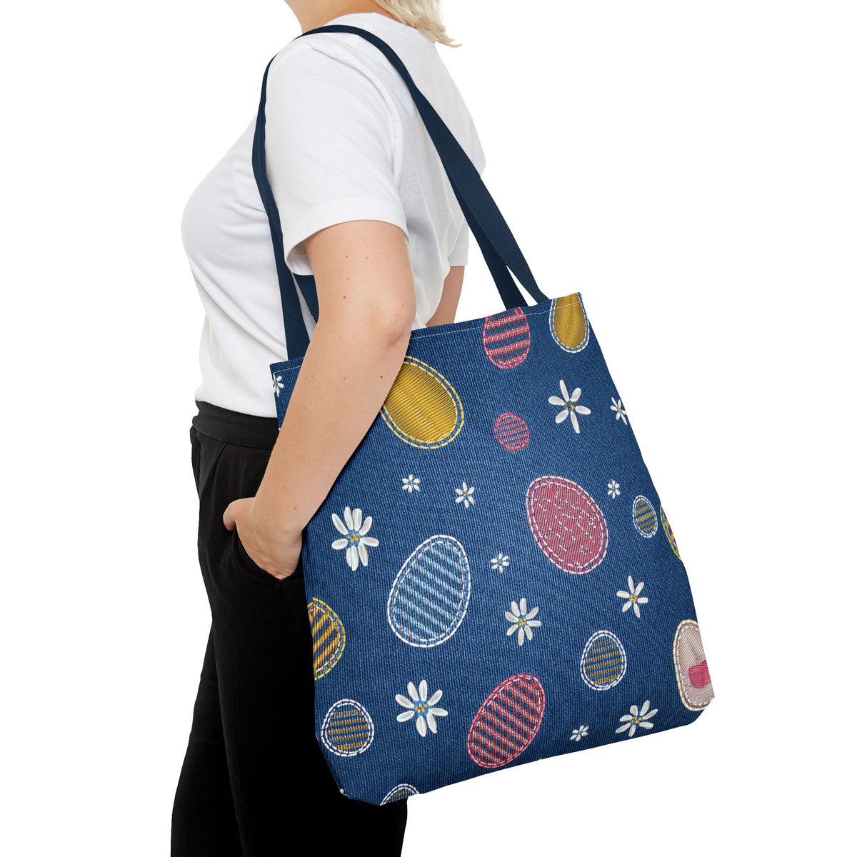Easter Graphic Design Denim Fabric Imitation Print Unisex Canvas Bag Poly Spun 3 Sizes Tote Bag 204-15