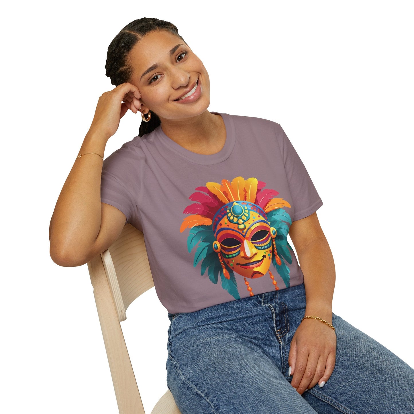 Mask Tee Shirt Unisex Softstyle Gildan 64000 100 Percent Ring Spun Cotton Masquerade Tee
