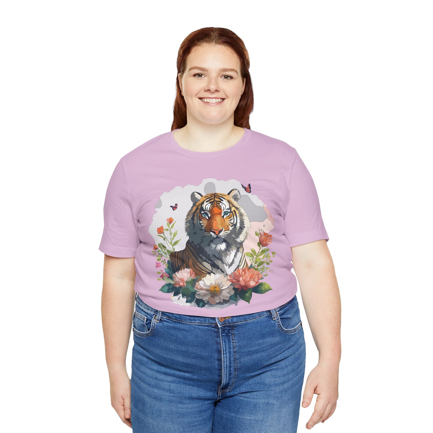 Floral Tiger Graphic Tee, Animal Shirt, Tiger Shirt, Flower Top, T-Shirt with Animal, Art Design