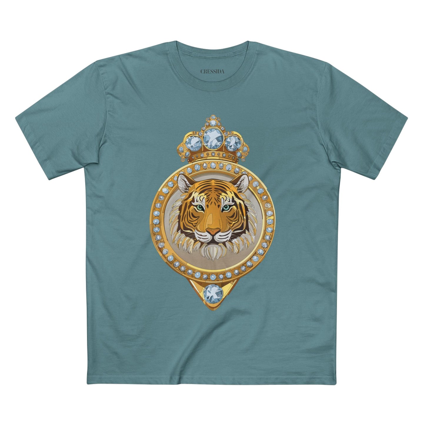 Tiger Graphic Unisex 100 Cotton Tee With Unique Animal Golden Medallion Art Design 2