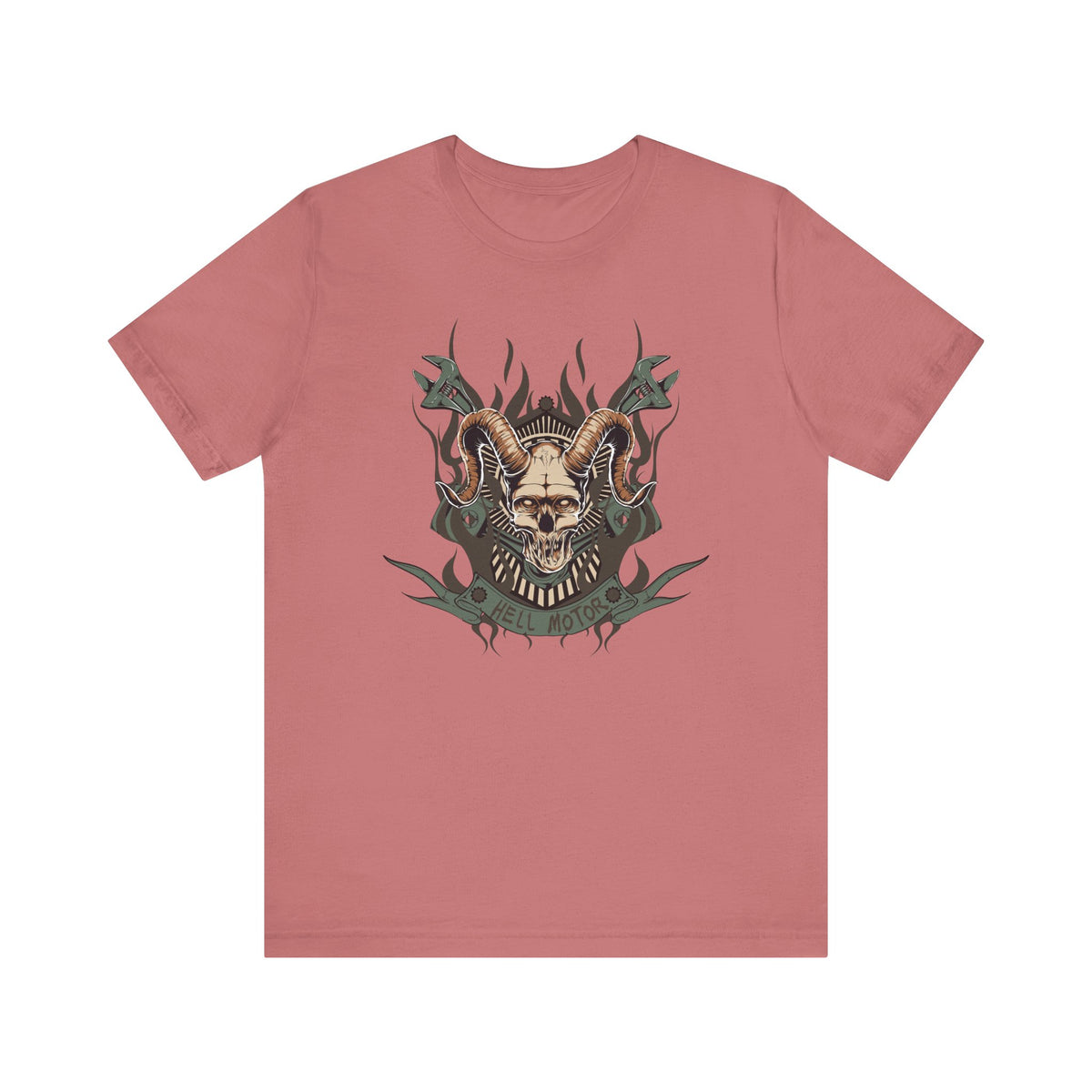 Ram Skull with Horns Tee Gothic Skull Shirt, Dark Tribal Design Unisex Cotton Art-49