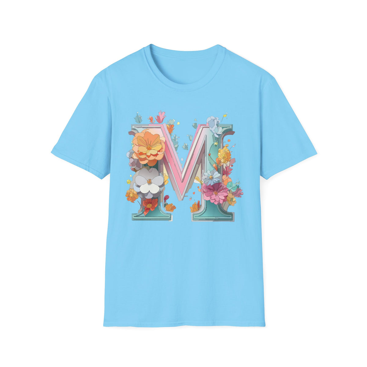 Floral Letter M Shirt | Monogram Initial Tee, Botanical Alphabet