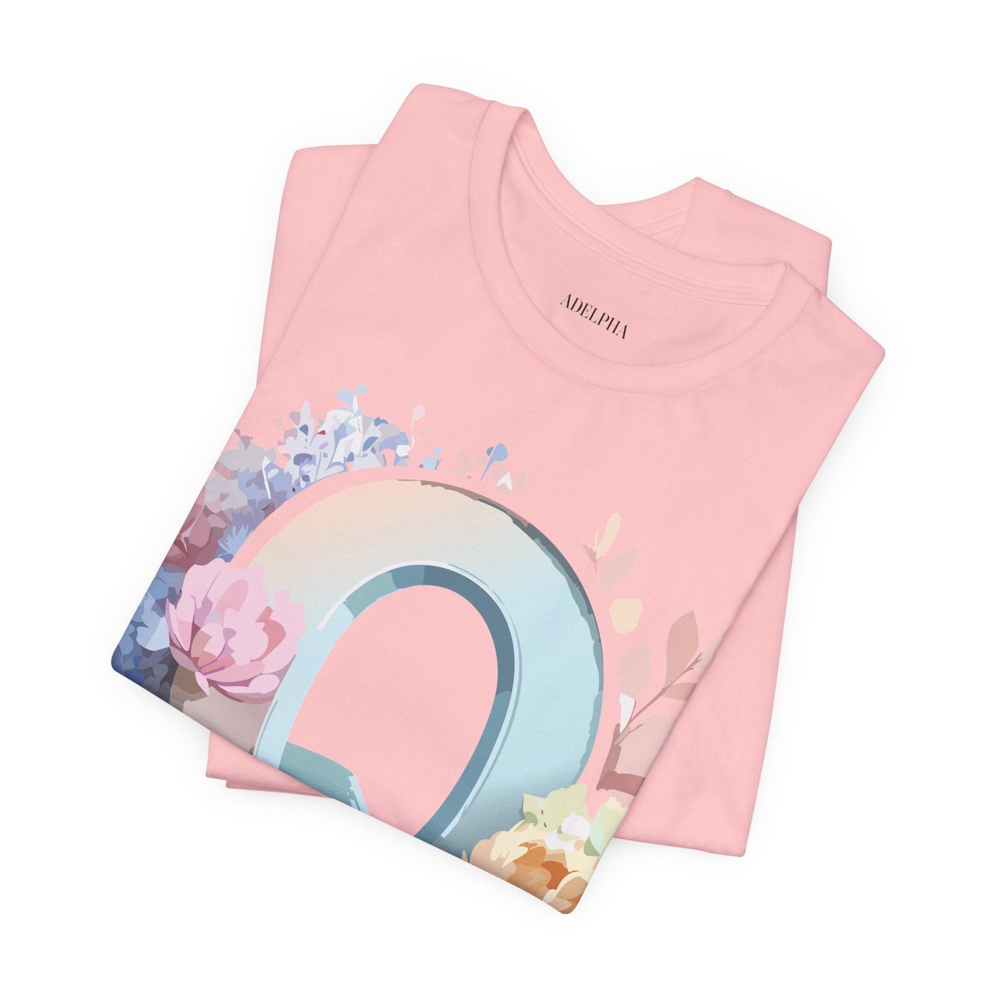 Letter Q Shirt Graphic Tee Unisex Short Sleeve by Adelpha Vintage Inspired Artwork
