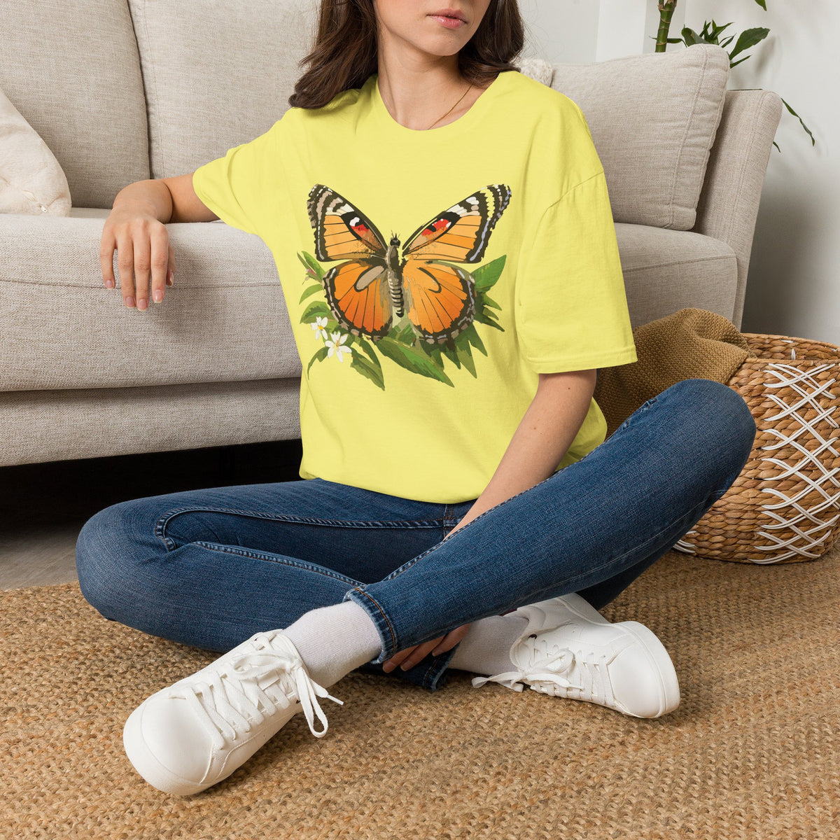 Butterfly Nature T-Shirt — Orange Monarch Illustration Graphic Tee Unisex 100 Cotton Gildan T-Shirt